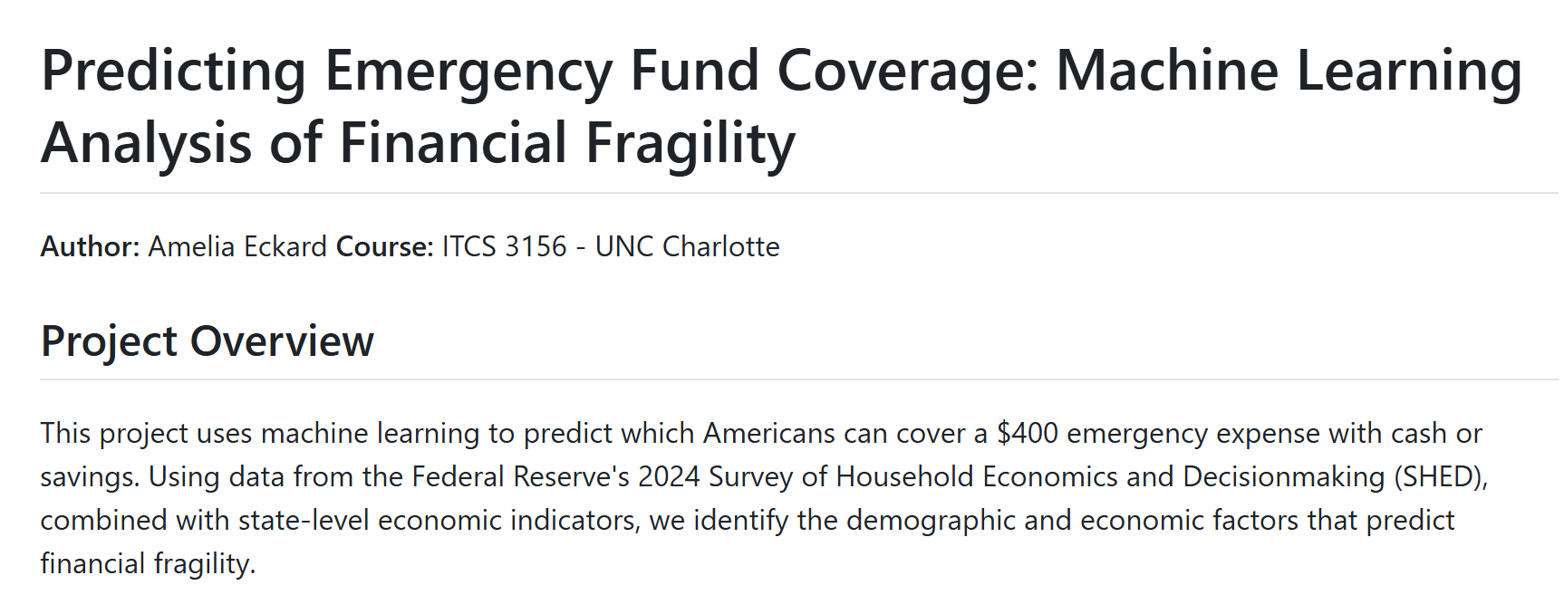 Emergency Fund Predictor